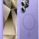 Designed for Magnetic Samsung Galaxy S24 Ultra Case,[Compatible with MagSafe] [Military Grade Drop Protection] Slim Translucent Matte Shockproof with Anti-Fingerprint Phone Case-Light Purple