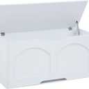 Storage Chest, 31.5" Storage Trunk Chest, Retro Entryway Bench, Supports 330 lbs, Upgraded Safety Lift Support Hinge, Entryway Bench, U-Shaped Opening for Entryway Living Room, White (31.5 inch)