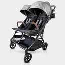 Strolee Lightweight Double Side by Side Stroller - 22 Lbs, 9.5" Compact Fold, Twin Nap Ready Seating, No Rethread Harness, Magnetic Buckle & Ultra Plush Seat 60Lb Max Per Seat- (v2 Shadow)