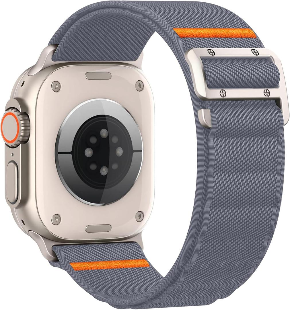 Sport Band Compatible with Apple Watch Ultra 3/2/1 Band 49mm 46mm 45mm 44mm 42mm 41mm 40mm 38mm Men Women, Stretchy Nylon Loop Strap with G-Hook for iWatch Series Ultra 11 10 SE 9 8 7 6 5 4 3