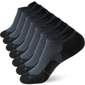 WANDER Men's Athletic Running Socks 7 Pairs Thick Quarter Socks Cushion Ankle Socks for Men Sport Low Cut Socks(7 Pairs Grey Black, Size:12-14), X-Large