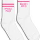 Grace Yonks Bride Socks - Pink and White Striped Wedding Socks for Bridal Shower (White)