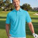 TACVASEN Mens Polo Shirts with Pocket Golf Polos Dry Fit Performance Short Sleeve Collared Shirt Casual Athletic Work (Blue, XL)