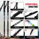 Hiking Trekking Poles, 2 Sticks with Anti-Shock and Quick Lock System， Ultralight, Telescopic, Collapsible，for Backpacking, Camping, Mountaineering, Trail Running, Snowshoeing, Men Women, 25-53"