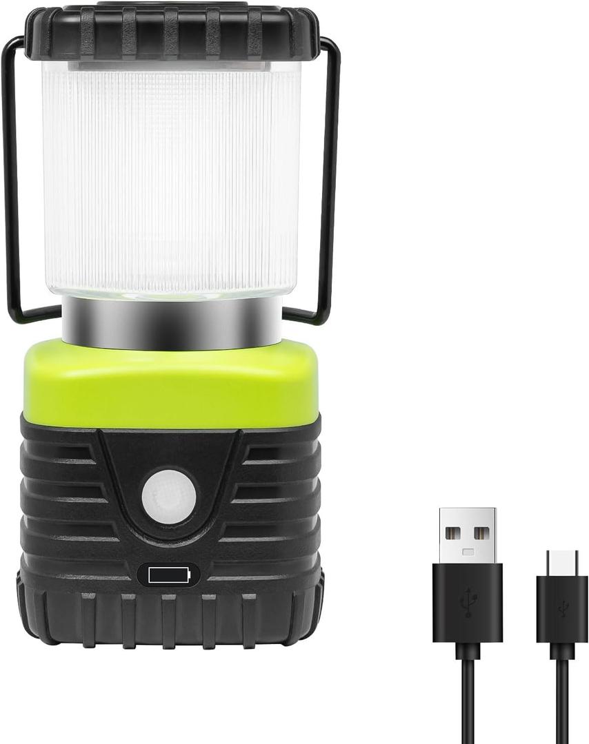 1PCS 6500K White Light LED Camping Lantern Rechargeable 1000LM, 4500mAh Power Bank, Flashlight for Hurricane Emergency, Hiking, IP44 Waterproof Lantern(Black)