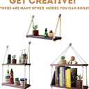 t of 2 Rope Shelves for Wall Hanging Shelf - Room Decor - House Decor - Rope Shelf | 2 Vintage Decor Hooks 2 Big Brass Rings Rope Hanging Shelves for Wall (Torched Rustic Brown)