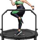 BCAN BT2 450/550LBS Mini Rebounder Trampoline for Adults with Bar, Fitness Trampoline with Bungees, Adjustable Handle, Stable & Quiet, Indoor Outdoor, Whole-Body Workout & Relaxation at Home-40IN/48IN