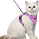 Rabbitgoo Cat Harness and Leash Set, Escape Proof Soft Adjustable Vest Harnesses for Outdoor Walking, Easy Control Breathable Kitten Jacket with Reflective Strips, Pink & Purple, XS