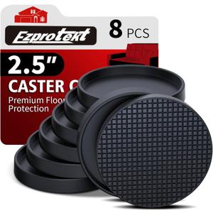 Ezprotekt Non Slip Furniture Pads, 8 Pcs 2.5" Anti Slip Rubber Caster Cups, Anti Skid Furniture Coasters for Hardwood Floors, No Slide Furniture Gripper, Furniture Stoppers to Prevent Sliding (Black)