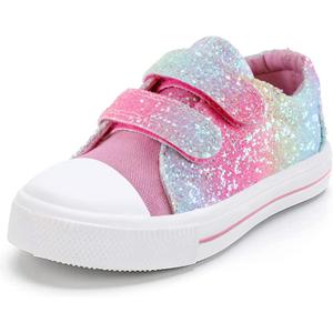 K KomForme Toddler Boys & Girls Shoes Kids Canvas Sneakers with Cartoon Dual Hook and Loops, size 12