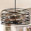 Sigaitwei 6-Light Dining Room Chandeliers Farmhouse，23.6" Large Black Farmhouse Chandelier，Wood Grain and Vintage Black Dining Room Light Fixture for Kitchen Entryway Living Room