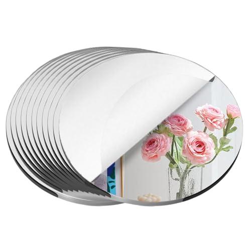 7PCS 12" Round Mirror for Centerpieces, Mirror Trays Flat Circle MirrorsTiles Mirror Candle Plates for Wedding Birthday Christmas Table Centerpieces Party Centerpieces