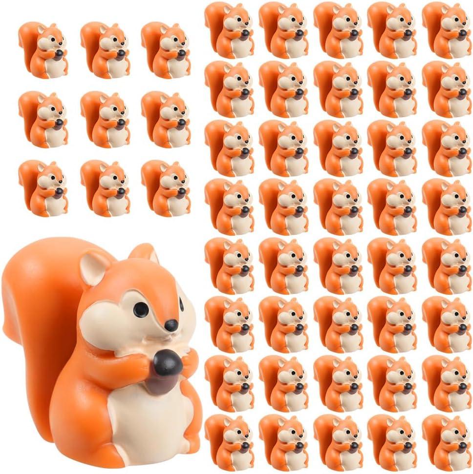 50 Pcs Mini Squirrel Figurines, 2.1 x 1.4cm Resin Squirrel Decor Bulk Adorable Garden Accessories for Moss Landscape DIY Terrarium Home Decor