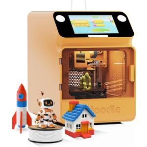 3D Printer for Kids, Safe for Children, Toy 3D Printer, STEM Learning Mate, Wi-Fi & App Control, Weekly Update Toy Library, Touch Screen, Mini Size, Easy Setting/One Click to Print (Orange + 1 PLA Filament)