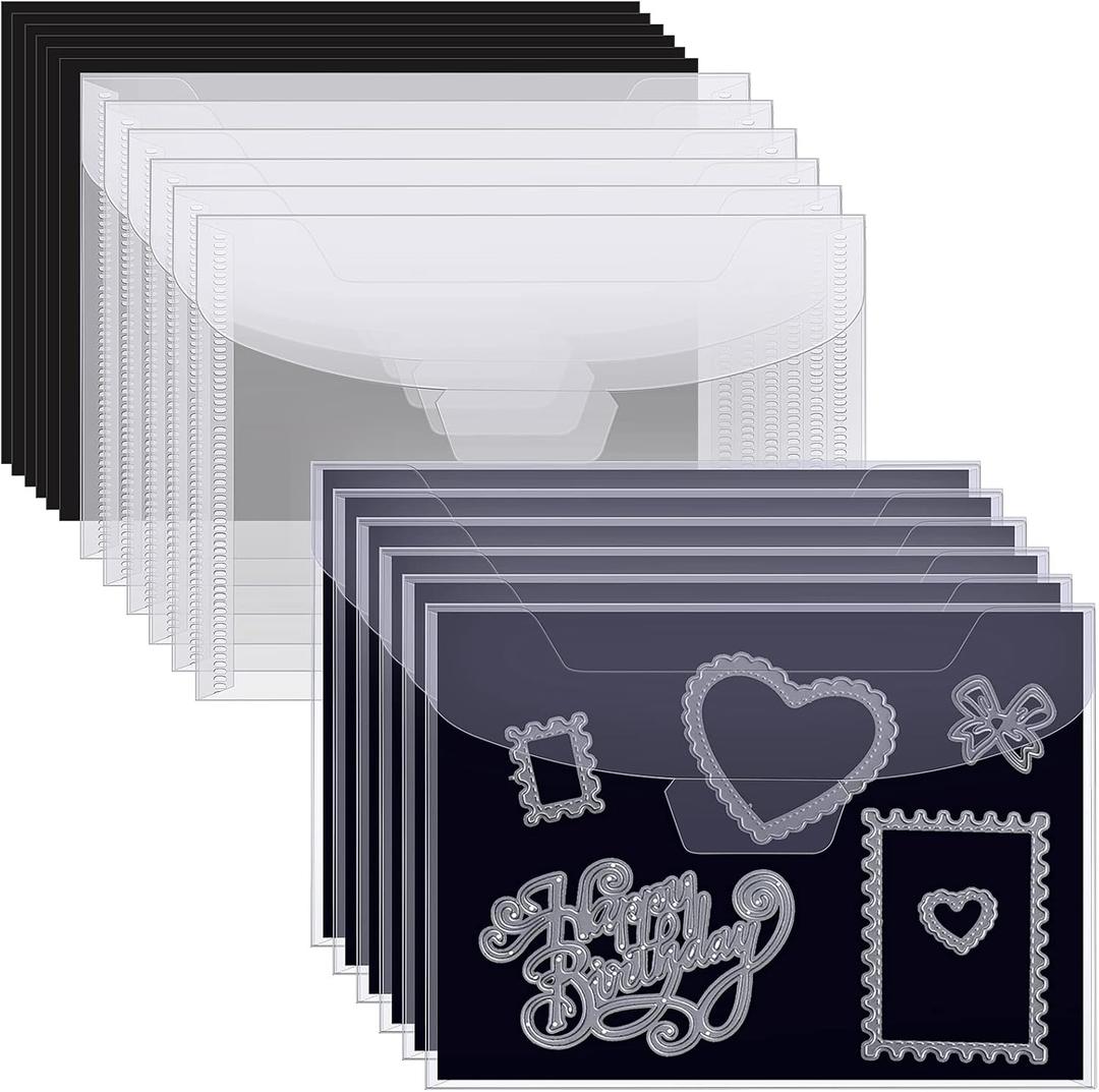150 Pcs Stamp and Die Storage Bag Bulk and Rubber Magnetic Sheets Clear Pockets Stamp Stencil Envelope Case 5 x 7 Magnetic Sheets Dies Storage for Card Making, Die Cutting, DIY Scrapbooking