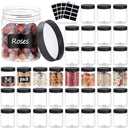 36PCS 8OZ Plastic Jars with Screw On Lids,Labels Refillable Empty Round Slime Containers for Storing Dry Food, Honey Jam, Cream, Butter, Lotion (Black)