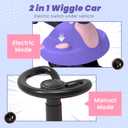 Electric Wiggle Car for Kids,6V Wiggle Car with LED Flashing Wheels & Music Speaker, Ride on Toys with Anti-Rollover & Flexible Steering, Adjustable-Length Car for Ages 3 and Up 66 LBS(Pink-Purple)