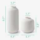 Ceramic Vases in Nordic Style, Modern Vase Deco for Pampas Grass, Boho Deco for Windowsill, Vases Set in White Matt, Flower Vase as Home Decoration for Fresh Flowers, Dried Flowers, Set of 2