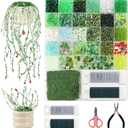 MOVATEK 5700 PCS Green Beaded Plant Kit, Glass Beads for Crafting Beaded Plants, Jewelry, and DIY Projects