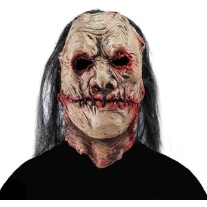 Scary Zombie Mask Realistic Old Man Mask with Hair Halloween Creepy Full Head Devil Cosplay Party Props