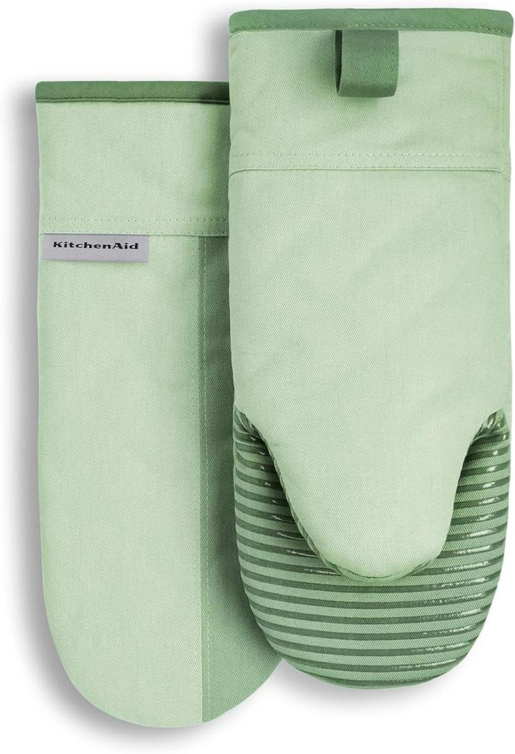 KitchenAid Beacon Two-Tone Non-Slip Oven Mitt Set, Pistachio/Graphite Green, 5.75"x13", 1 Piece
