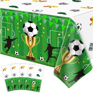 4 Pack Soccer Party Tablecloth Soccer Birthday Decorations Sports Party Table Covers Football Table Cloth Football Themed Birthday Parties Decorations for Sport Themed Parties Supply 51 x 86 Inch
