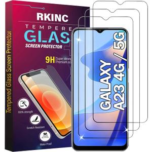 5 x RKINC Screen Protector [3-Pack] for Samsung Galaxy A23 5G / Galaxy A23 5G UW, Tempered Glass Film Screen Protector, 0.33mm [LifetimeWarranty][Bubble-Free][Anti-Scratch][Anti-Shatter]