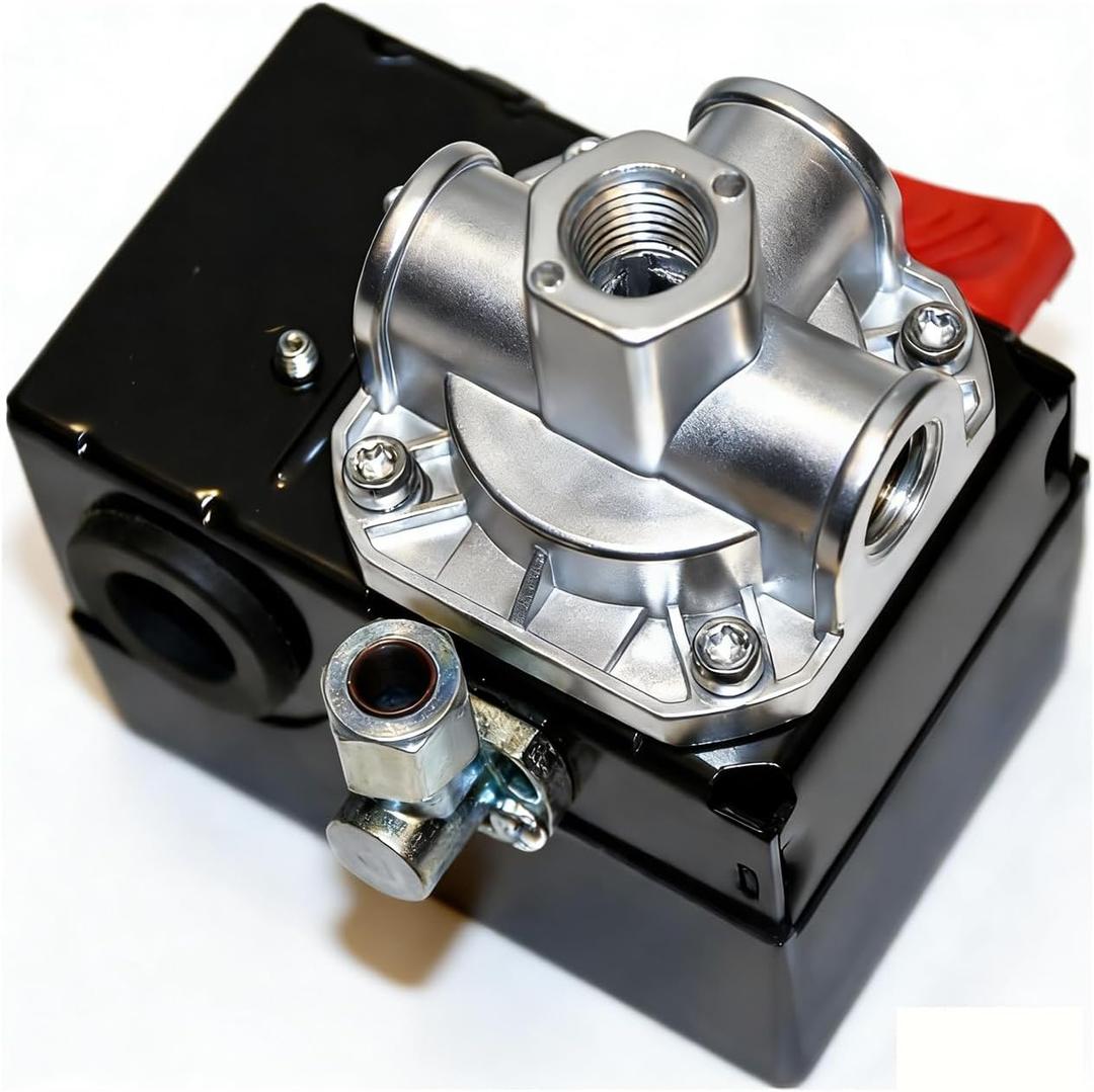 Air Compressor Pressure Switch Replacement Compatible with Porter Cable 150/120 PSI Models, 4-Port 120V Control Switch Replaces D26612 Z-D26612