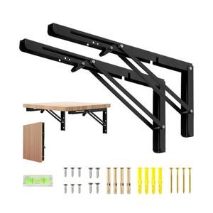 16 Inch Folding Shelf Brackets, 2 Pcs Heavy Duty Metal Collapsible Shelf Bracket Wall Mounted Brackets for Fold Down Table Wall Mounted Brackets for Shelves Space Saving（Max Load: 132 lb）