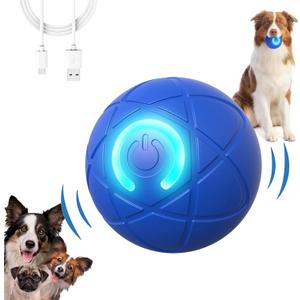 Smart Jumping Vibrating Interactive Dog Ball Self Moving Bouncing Ball Toy with Automatic Motion, Durable Chew Resistant Design for Small/Medium/Large Sized Dogs (Blue/S)