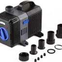 Flow Adjustable Frequency Electric Inline Garden Submersible Pond Filter Pump For Fish Tank Fountain Aquarium Waterfall Koi Salt Fresh Water (1000GPH)