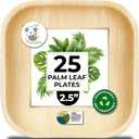 Palm Leaf Bamboo Plate Disposable 2.5 Inch Biodegradable Compostable Best Alternative To Wooden Plastic Paper Plate By KoalaLove (2.5 Inch 25 Mini Sushi)