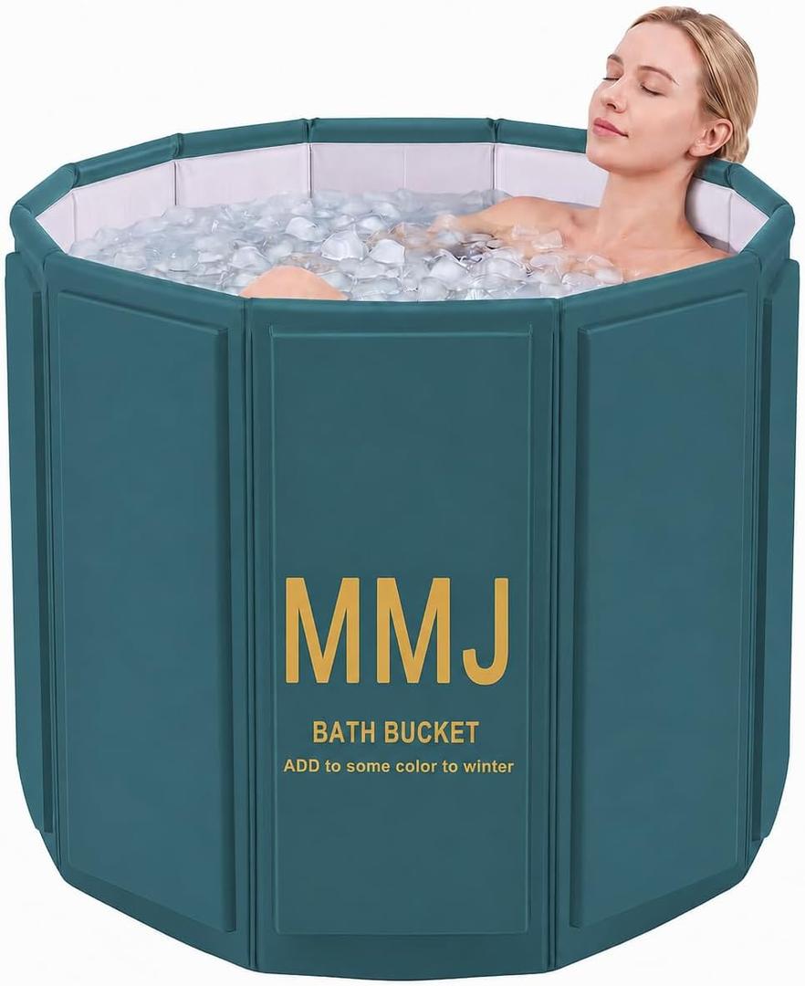Portable Bathtub for Adults, Foldable Bathtub （31.5"L x 26.6"）Without Installation with Bottom Cotton Clip, Cold Plunge Tub Suitable for Bathing, Space-Saving, Green