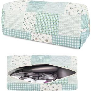 Hair Tools Travel Carrying Bag, Cute Quilted Floral Hair Tools Travel Bag for Shark Flexstyle Carrying Case Portable Shark Air Wrap Dryer Case Flat Curling Iron Organizer for Women (Green Floral)