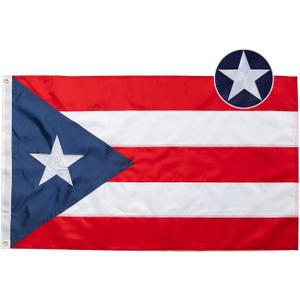 Puerto Rico Flag 3X5 Ft Outdoor, Double Sided Puerto Rican Flag with Embroidered Star, Heavy Duty Puerto Rico Flags with 2 Brass Grommets