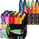 posca Acrylic Paint Markers, 8K Broad Bold Thick Chisel Tips, Artist Recommended Pens for Coloring Gifts, Fabric, Canvas, Glass, Wood or Metal, Set of 15