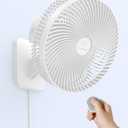 LEMOISTAR 10 Inch Wall Mounted Fan with Remote Control, 90 Oscillating, 4 Speeds, 4 Timer, Adjustable Tilt, 70 Inch Cord, Quiet, for Bedroom Garage RV Office Home Patio-White