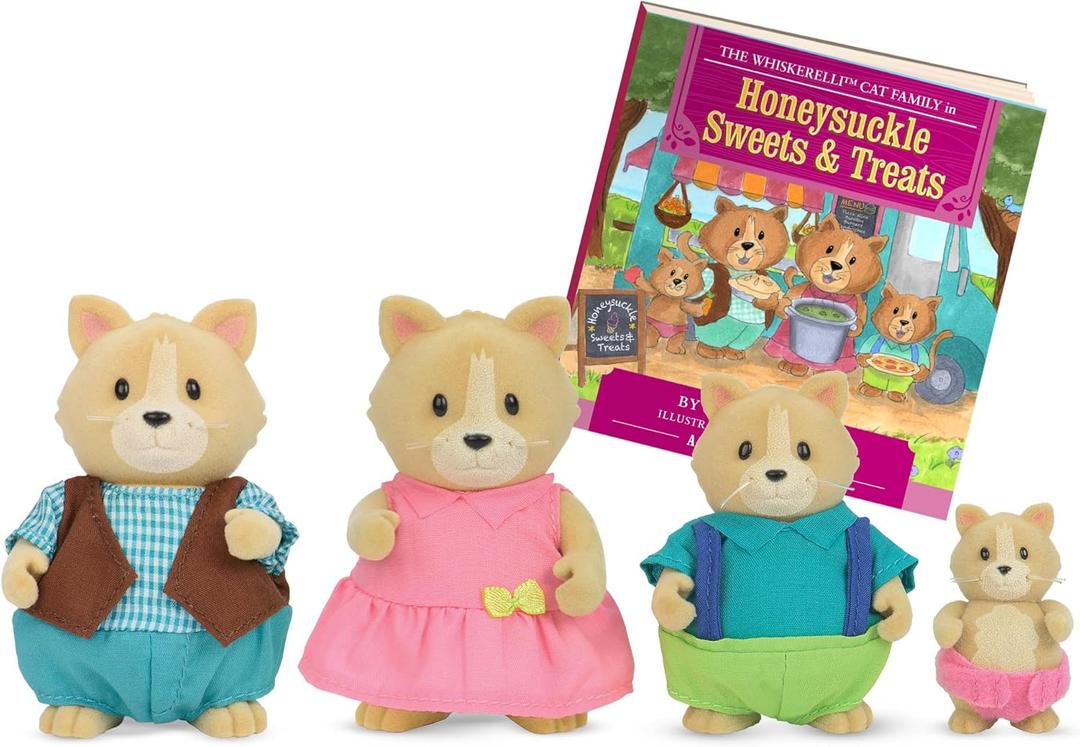 Lil Woodzeez  Animal Figurines  Toy Cat  Collectible Figurines  Figurine Playset for Kids  3+ Years The Whiskerelli Cats