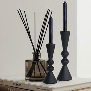 SDALI HOME Candle Holder Black Candlestick Holders,Taper Candle Holders Set of 2- Candle Sticks Holder Decor for Home,Small Modern Wood Candle Stick Candle Holder for Candlesticks（7.5"/6" H）