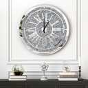 SHYFOY Crushed Diamond Wall Clock 24" Round Luxury Wall Clock with Mirror Glass, Elegant Roman Numerals, Quiet Movement, Large Decorative Wall Clocks for Living Room, Dining Room, Office