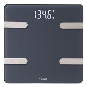 Taylor Bluetooth Smart Body Composition Scale for Body Weight, Body Fat, Water, Muscle and Bone Mass, Weight Tracking, and BMI with Smartphone App, 400 lbs - Charcoal (5297054)