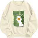 Cute Duck Sweatshirts for Women Silly Goose Graphic Funny Kawaii Sweatshirt Teen Girls Hoodie Pullover Tops (Large, Apricot)