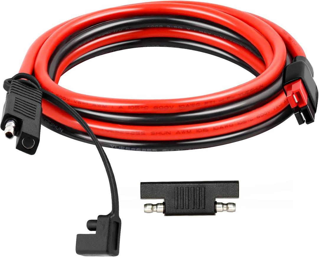 10AWG Heavy-Duty Extension Cable with Anderson-Style Connector to SAE 3FT, Includes Extra SAE Connector, High Power Transfer for Solar Panels, RVs, and Automotive Applications