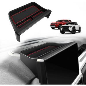 Muslogy Dashboard Storage Box Compatible with 2024-2026 Tacoma & 2025 2026 4Runner Accessories Center Console Organizer w/14-inch Screen for Limited Trailhunter TRD Pro (14 Inch Screen Only) (Red)