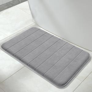 Yimobra Memory Foam Bath Mat, Super Soft Absorbent Bathroom Rug Non-Slip 31.5x20 Inch, Quick Dry, Machine Washable Floor Carpet for Tub Shower, Home Decor Accessories, Gray (Grey)
