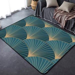 Golden Elements on Blue Background Seamless Pattern Art Deco Style Rugs Soft Non-Slip Indoor Outdoor Living Room Bedroom Kids Room Modern Home Decor Carpet Mat Yoga Mat Runner Rugs Doormat (71x106inch(180x270cm), Multi7)