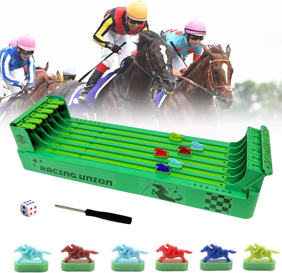 Horse Racing Game Electronic, Horse Racing Table Game with 6-Horse, Desktop Derby Horse Race Board Game for Adults Party Games(Screwdriver and Dice Attached)