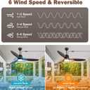 52" Outdoor Ceiling-Fan with Light: Plug-in Waterproof Hanging Fans, App/Remote Control, Reversible 6-Speed Quiet DC Motor, 3CCT, for Patio Porch Pergola
