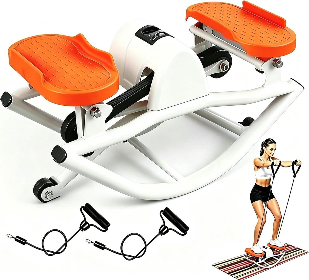 Steppers for Exercise at Home, Stair Stepper with Resistance Bands Mini Stepper with 330LBS Loading Capacity Hydraulic Fitness Stepper with LCD Monitor, Full Body Cardio Equipment