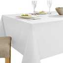 Wenlian Tablecloth in White,Table Cover, 100% Cotton, Machine Washable, 55 x 98 inch
